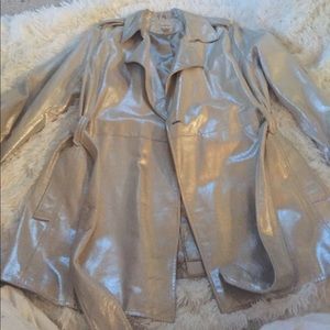 Chico's Platinum Metallic Short Trench Coat